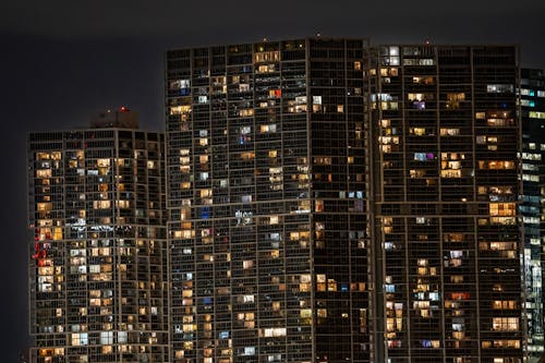 Lights in Skyscrapers Windows at Night