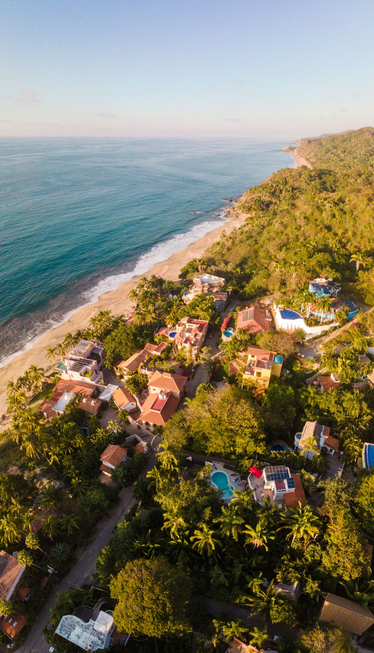 Hillside homes above Sayulita, seen from the air