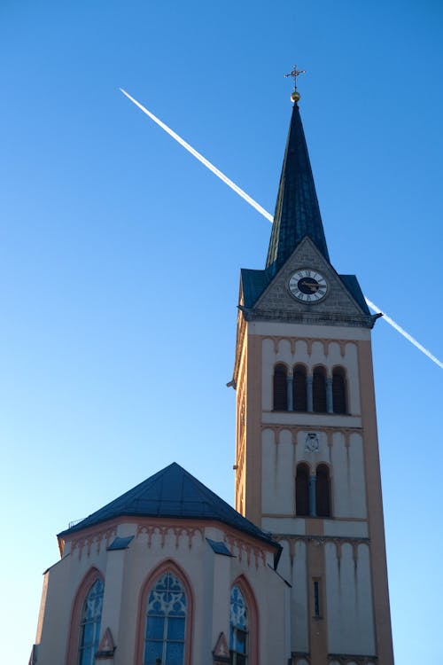 Free stock photo of aeroplane, church, sky