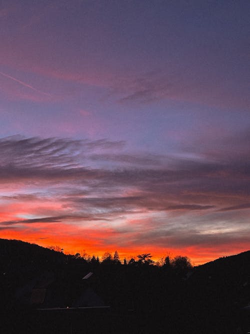 Foto profissional grátis de câmera retrô, céu vermelho, em silhueta