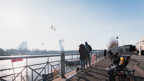 People Standing by Danube in Bratislava