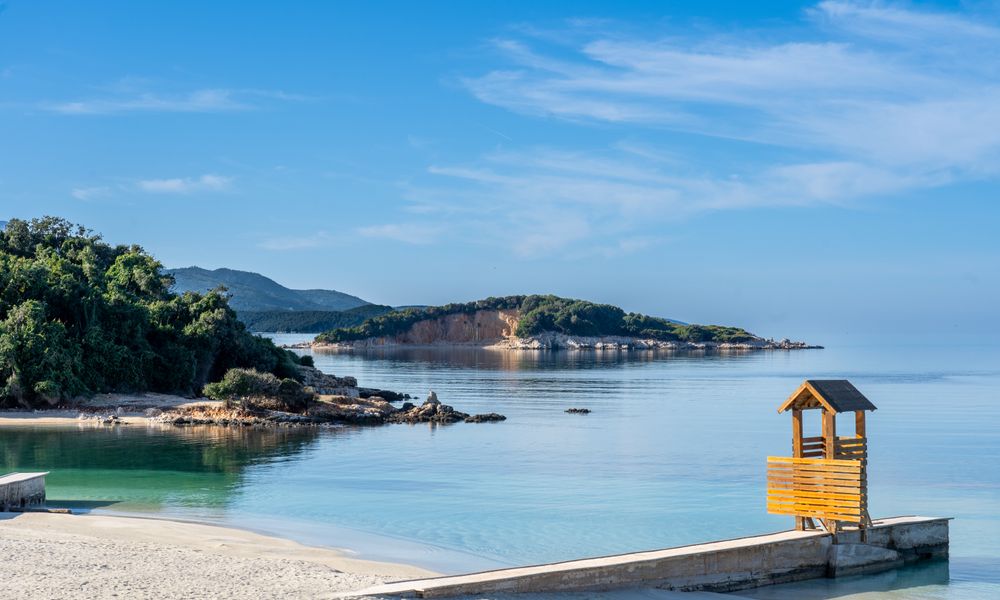 scenic albanian coast Ksamil beach
