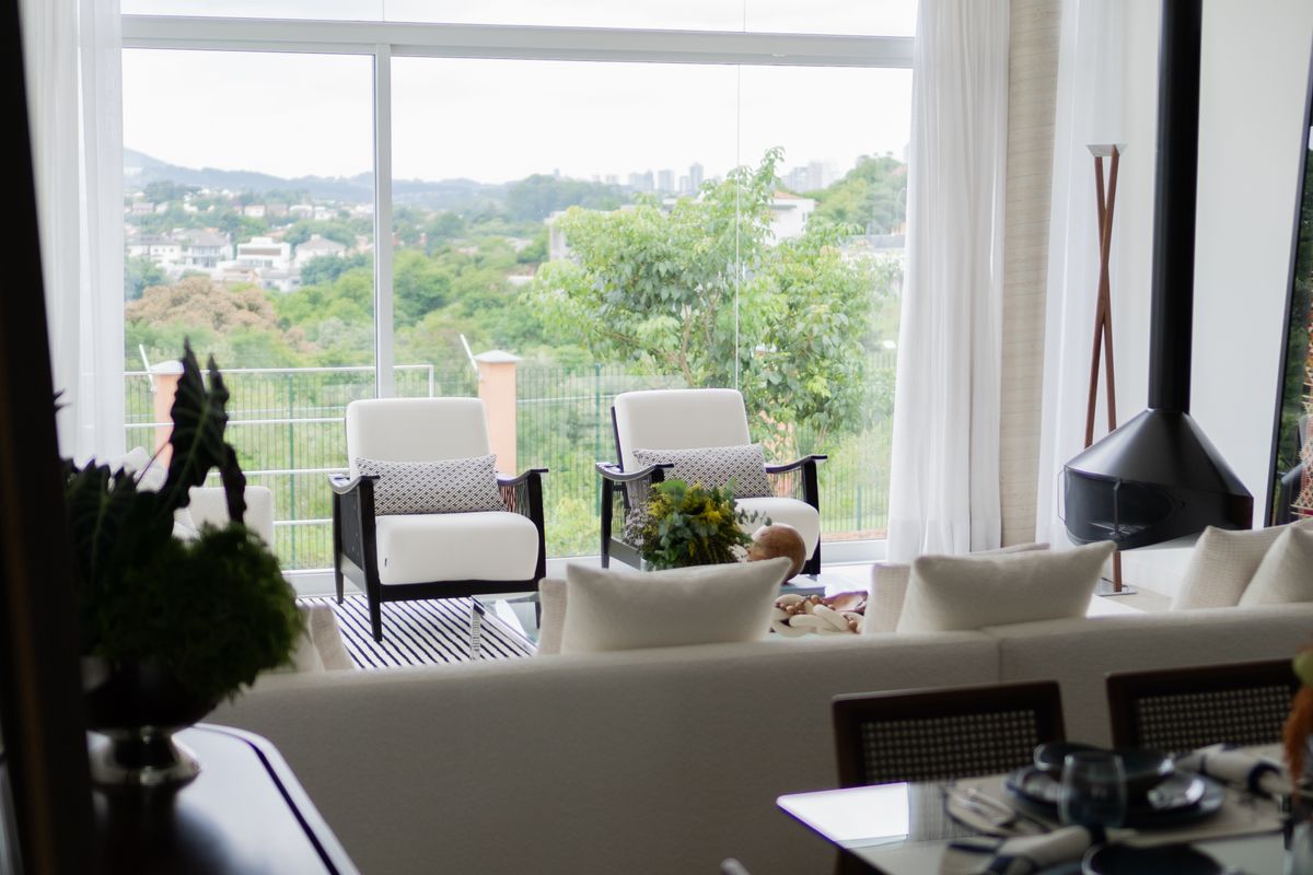Modern apartment interior with a large window