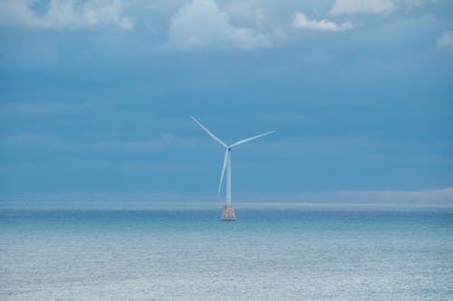 Block Island Wind Farm Turbine on a Cloudy Day