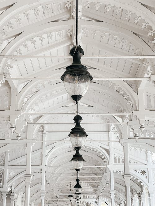 View of Lamps Inside the Market Colonnade in Karlovy Vary, Czech Republic