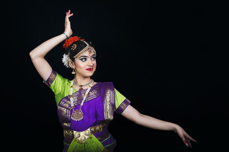 Portrait of a classical Indian dancer in traditional attire