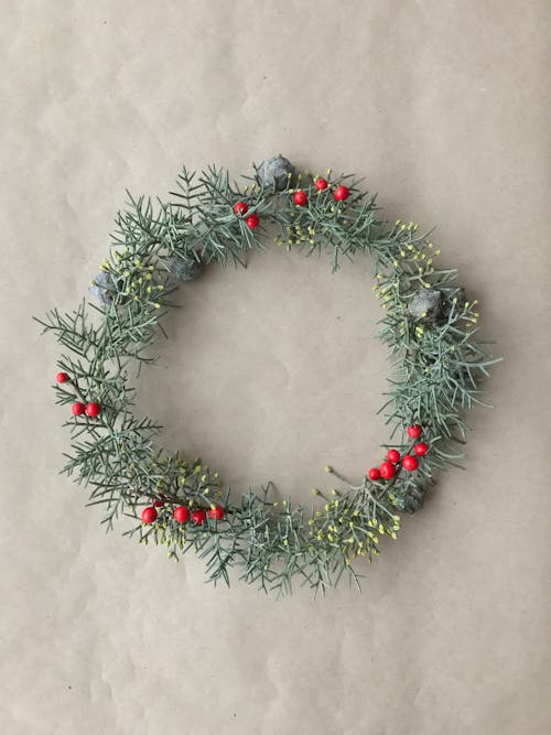 Xmas Conifer Wreath with Red Berries