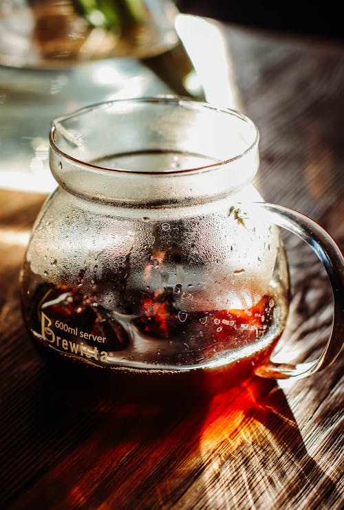 Free Brewed Coffee on a Glass Pot Stock Photo