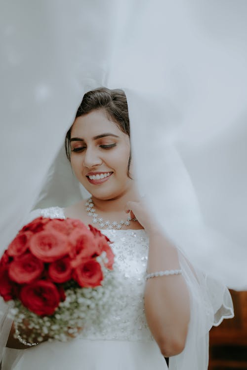 A bride holding a bouquet in her hands