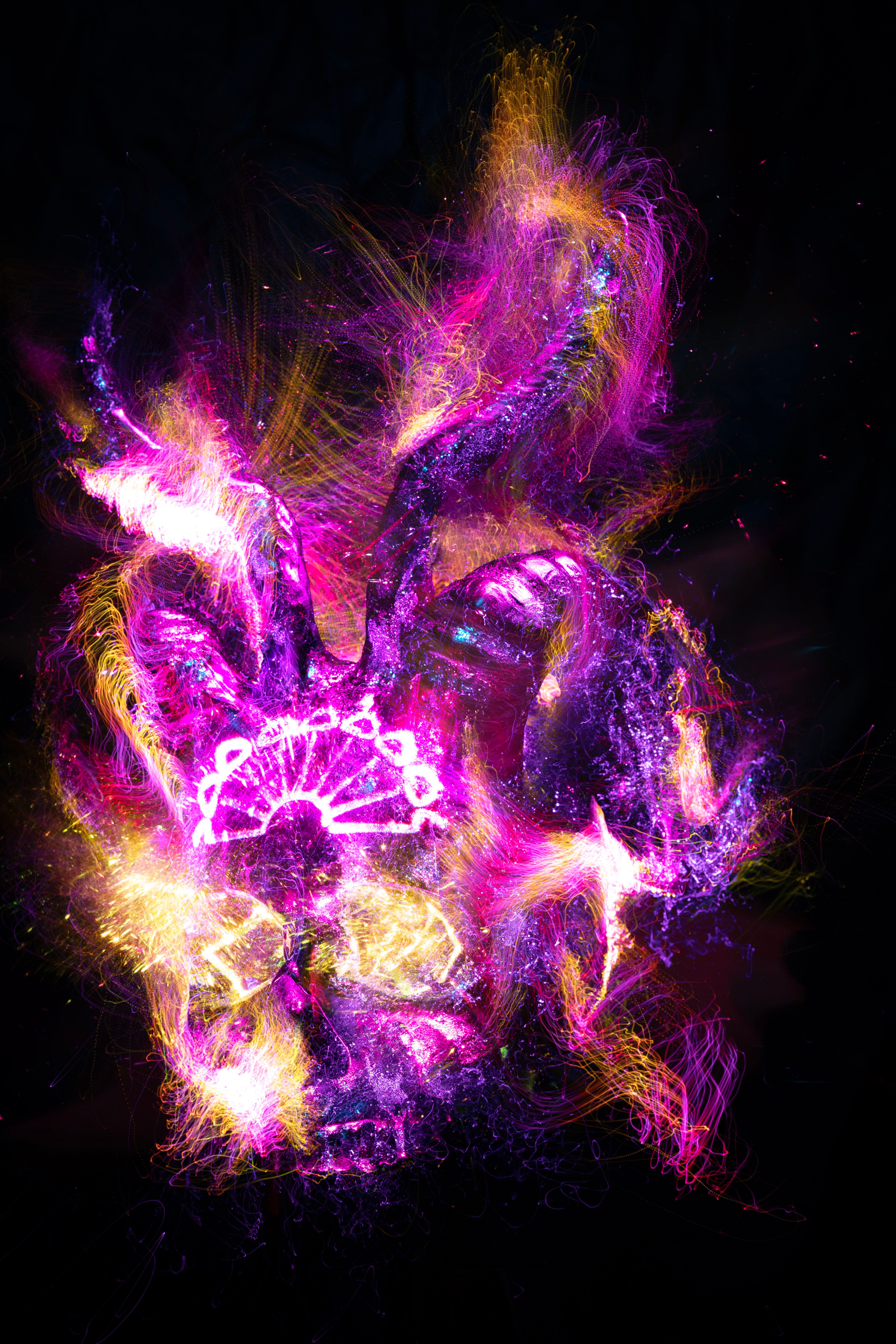 A mesmerizing abstract fractal art piece featuring vivid colors and a dynamic energy flow.