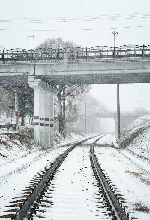 Foto stok gratis dingin, jembatan, kereta api