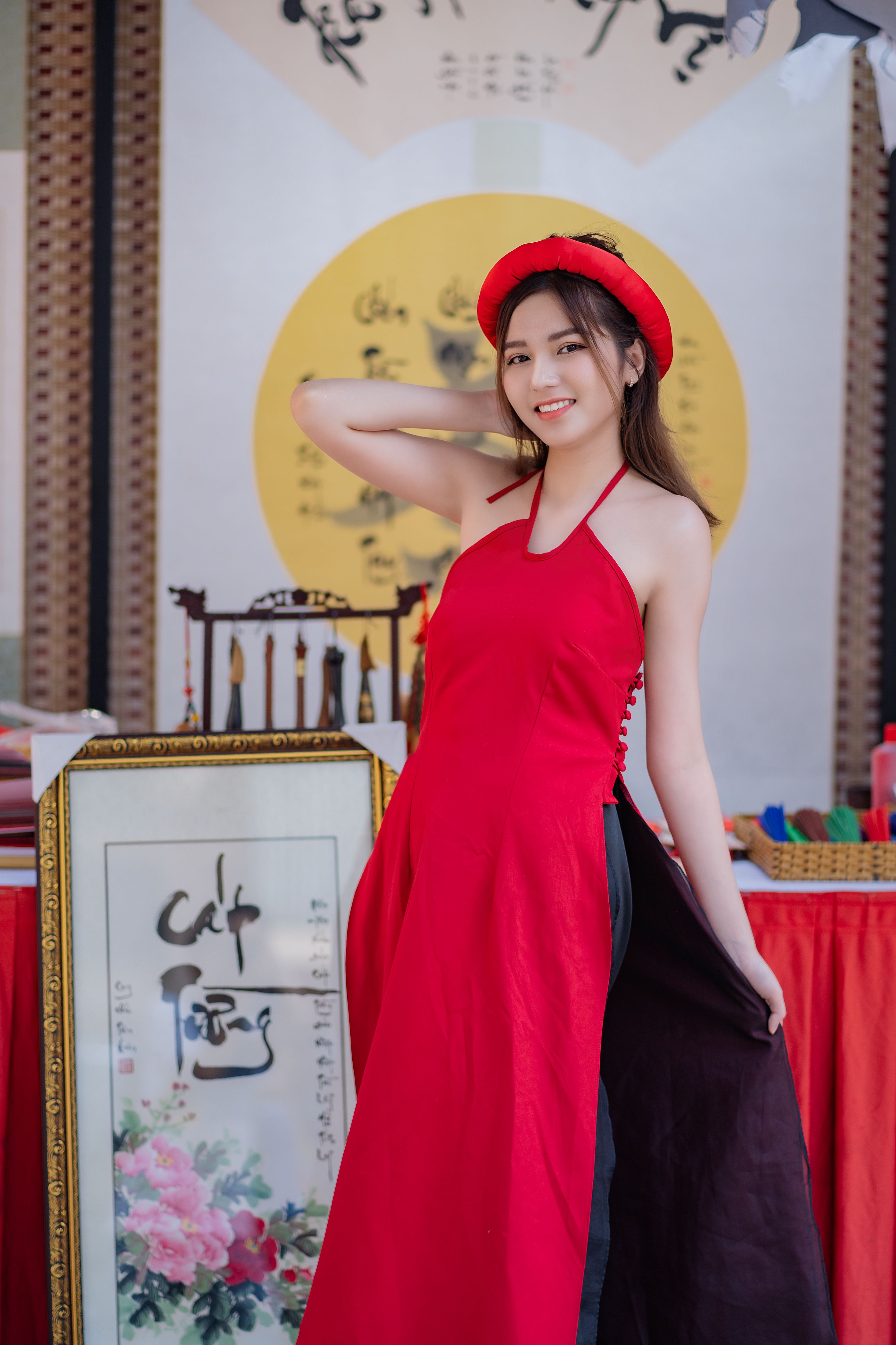 Portrait of Smiling Woman in Red Dress · Free Stock Photo