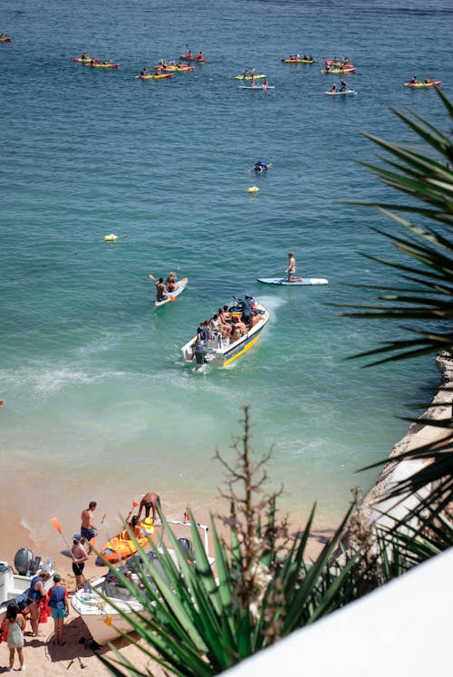 A group of people on a boat in the water