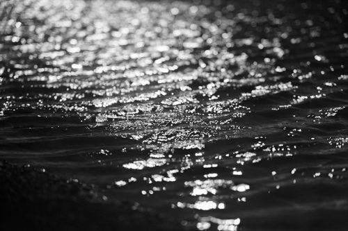 Free A mesmerizing black and white image of water with sparkling reflections. Stock Photo