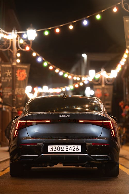 Back View of Kia K5 at Night