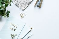 Apple Magic Keyboard Beside Brown Stapler