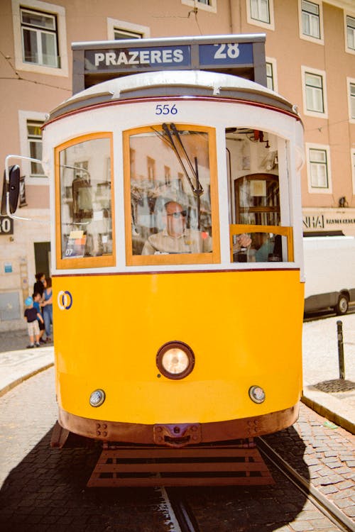 Tram on Street in Lisbon 
