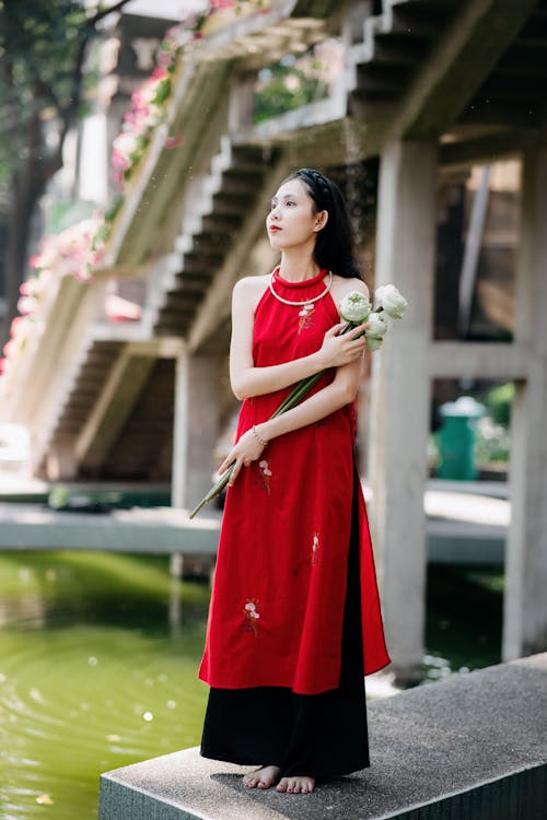 Woman in Red, Traditional Dress