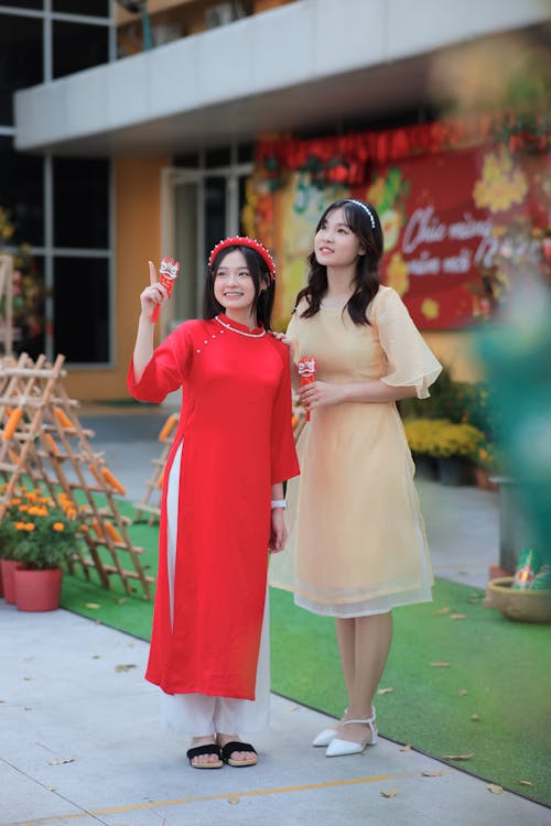 Photos gratuites de amitié, ao dai, bandeaux