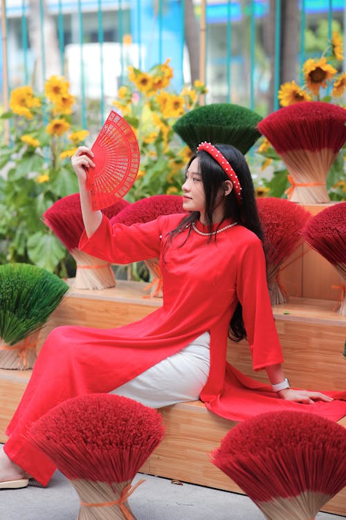 Foto stok gratis ao dai, belum tua, berpose