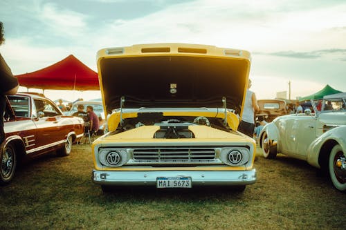 Vintage Chevrolet Car with Open Hood