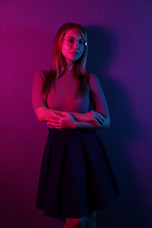 Woman Posing in Neon Light 