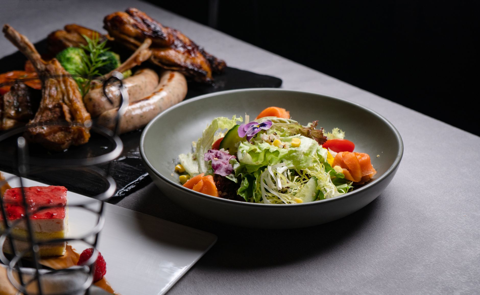 Grilled carrots balsamic served with fresh herbs