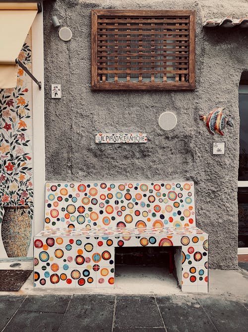 Mosaic on Bench by Wall