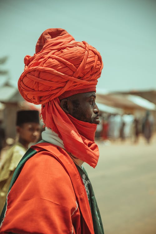 Portrait of Man Wearing Orange Turban