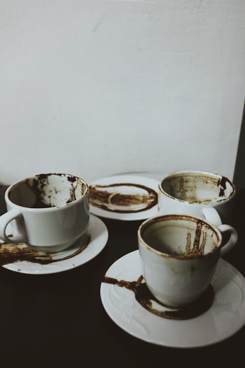 Free Dirty Porcelain Cups  Stock Photo