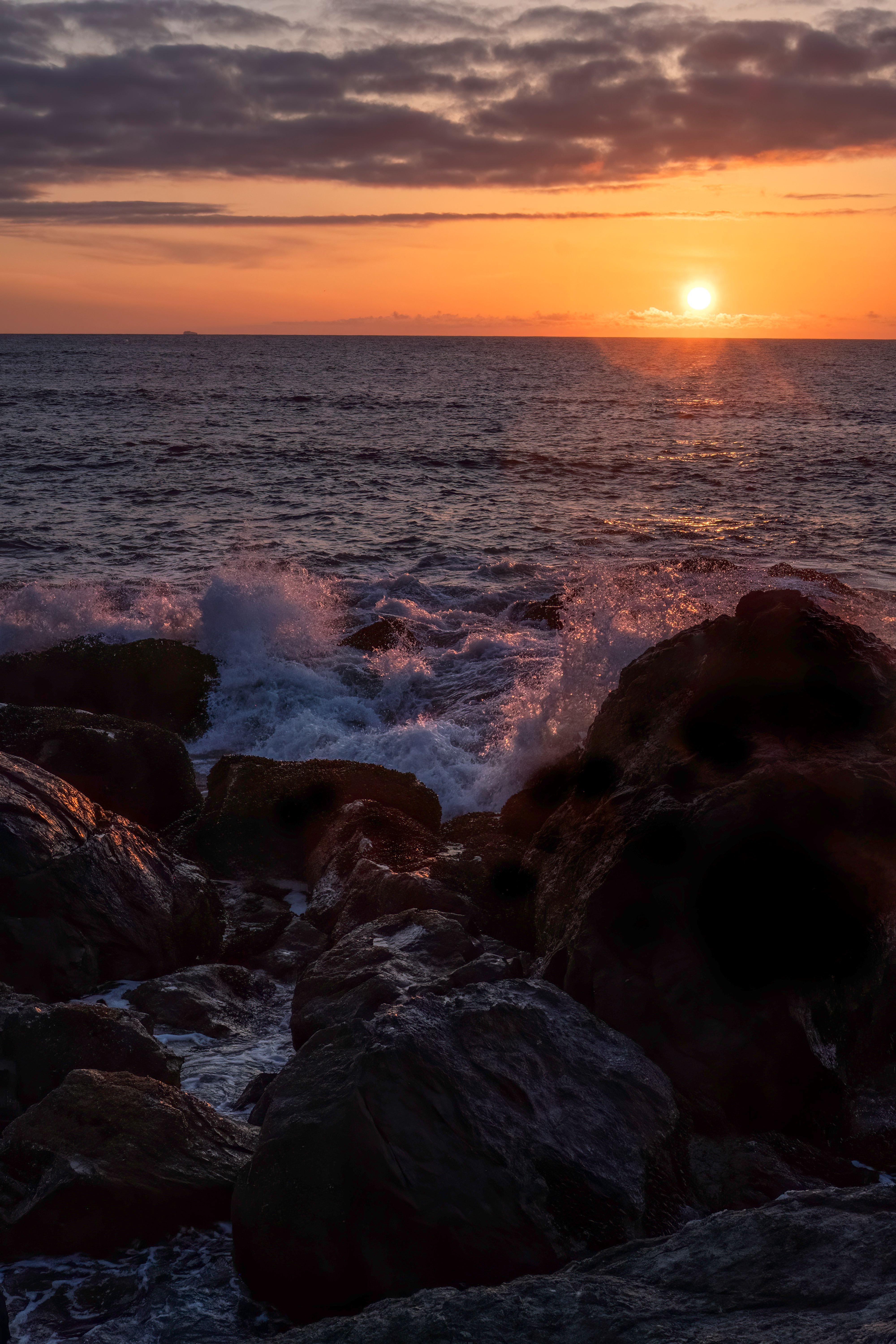 Rocks and Sea at Sunset · Free Stock Photo