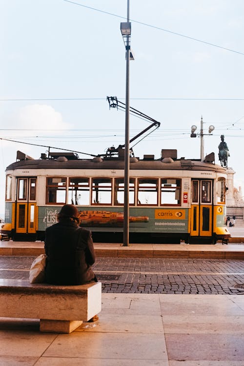 Vintage Tram on the Street of Lisbon