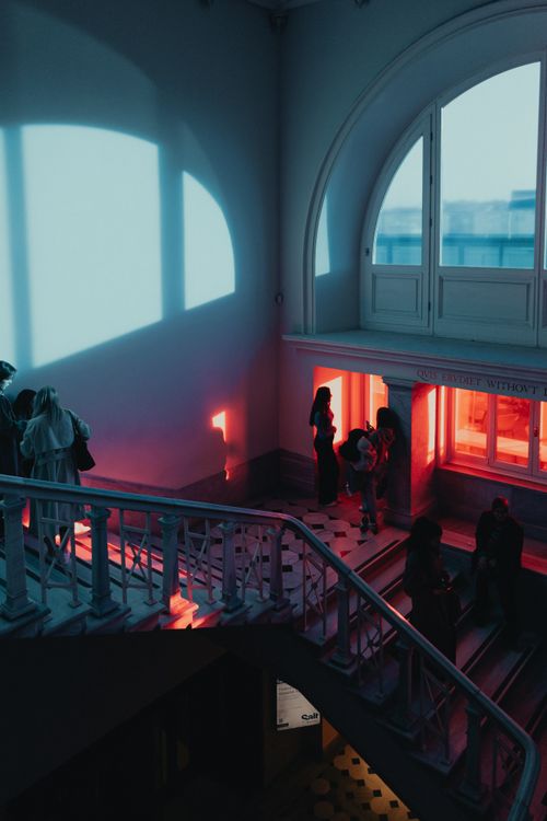 Free Explore this vibrant interior with colorful lighting in a historic İstanbul building. Stock Photo