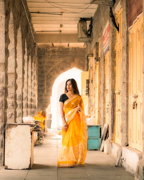 Woman Wearing Traditional Sari