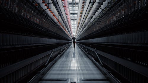 Silhouette of a Man Standing in a Tunnel 