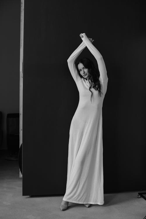 Model Posing in Long Dress