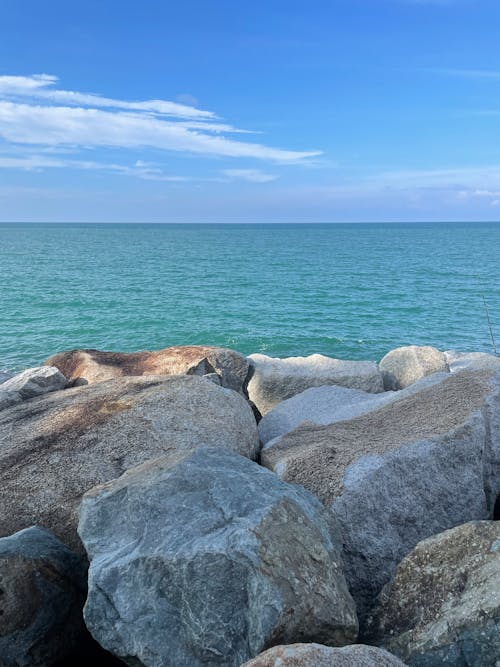 Coastal Boulders with a Clear Line of the Horizon in the Background