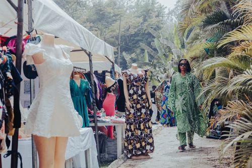 Free Explore vibrant fashion and cultural diversity at a lively street bazaar in Abuja, Nigeria. Stock Photo