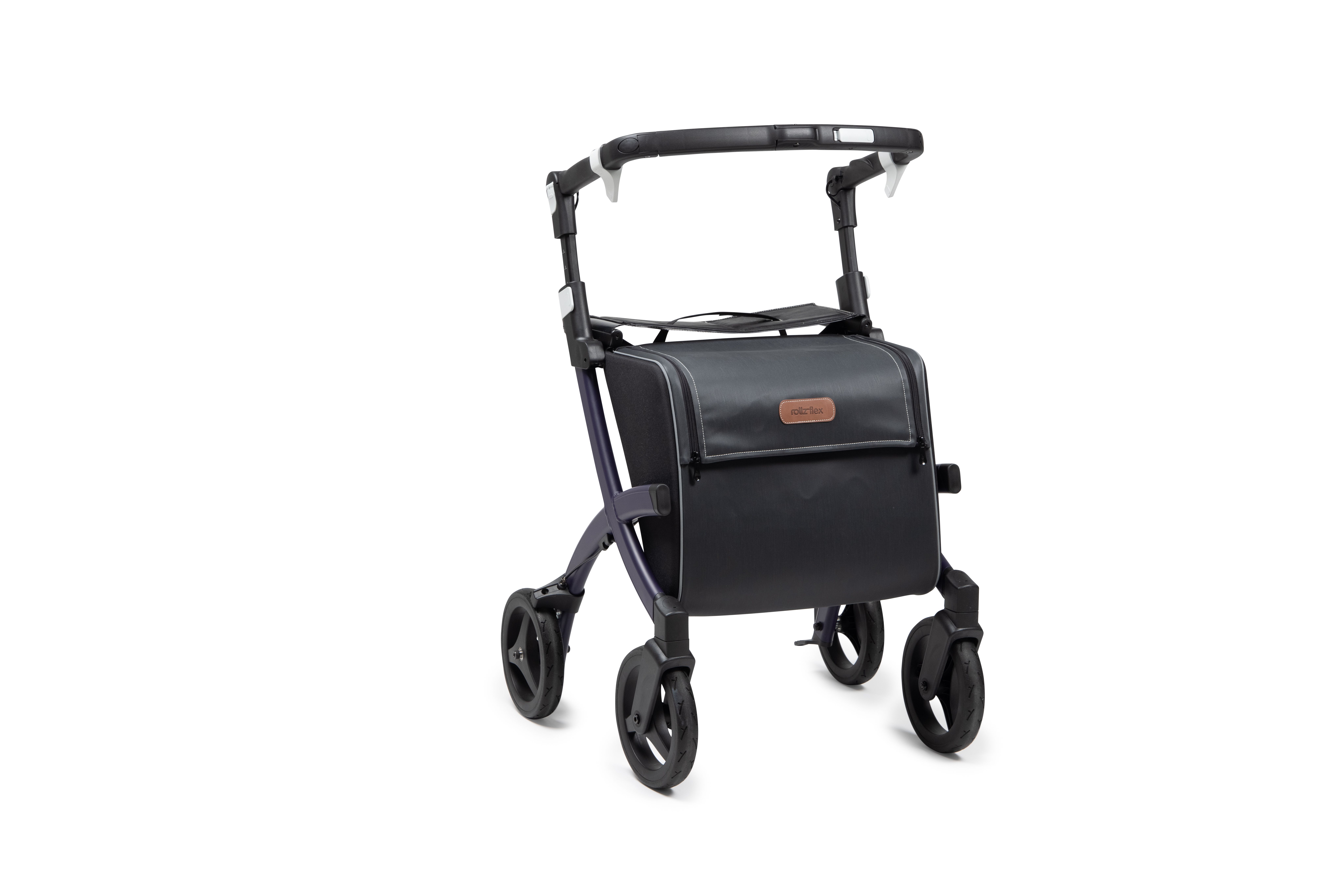 High-quality image of a mobility aid walker with a shopping bag on white background, illustrating Does Medicare Cover Wheelchairs? — 1-800-MEDIGAP, America's Trusted Toll-Free Number.
