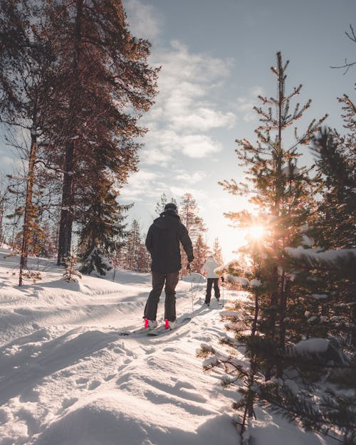 Free Two People on a Snow Trail Stock Photo