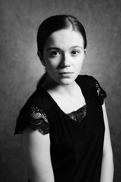 Portrait of Girl in Black and White