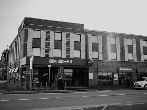 The corner house hotel, black and white photo