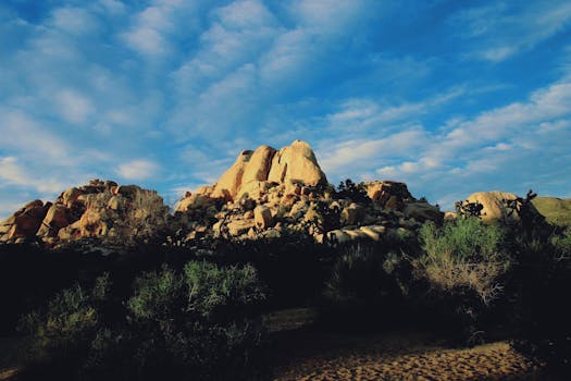 沙漠岩层映衬在充满活力的天空下，景色显得格外戏剧性