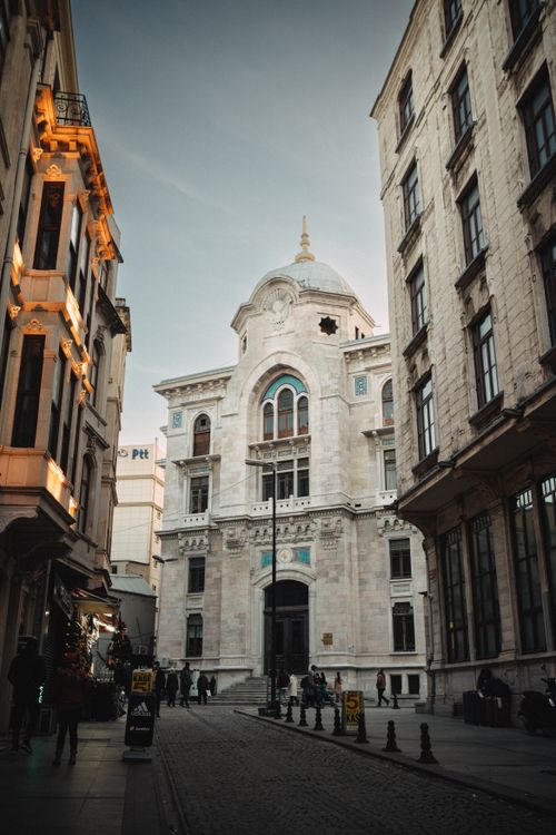 Free Explore the neoclassical Grand Post Office facade on a vibrant city street in Istanbul, Turkey. Stock Photo