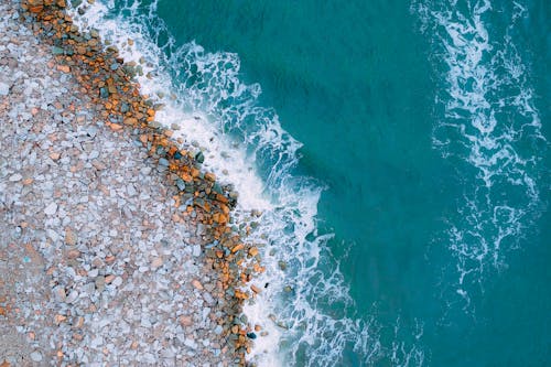 Aerial View Photography of Rocky Shore