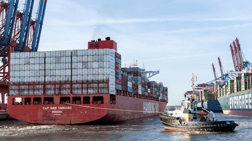 Container Ships Moored in a Dock 