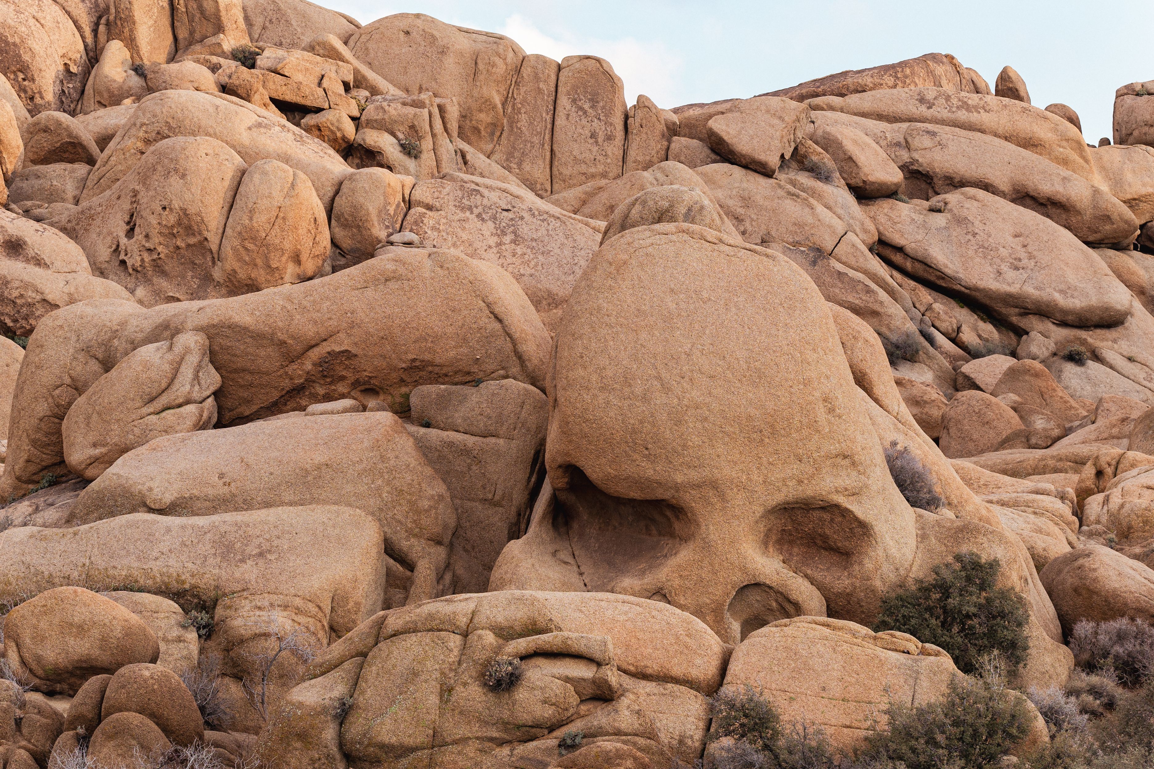 The skull-shaped boulder at Skull Rock, Joshua Tree