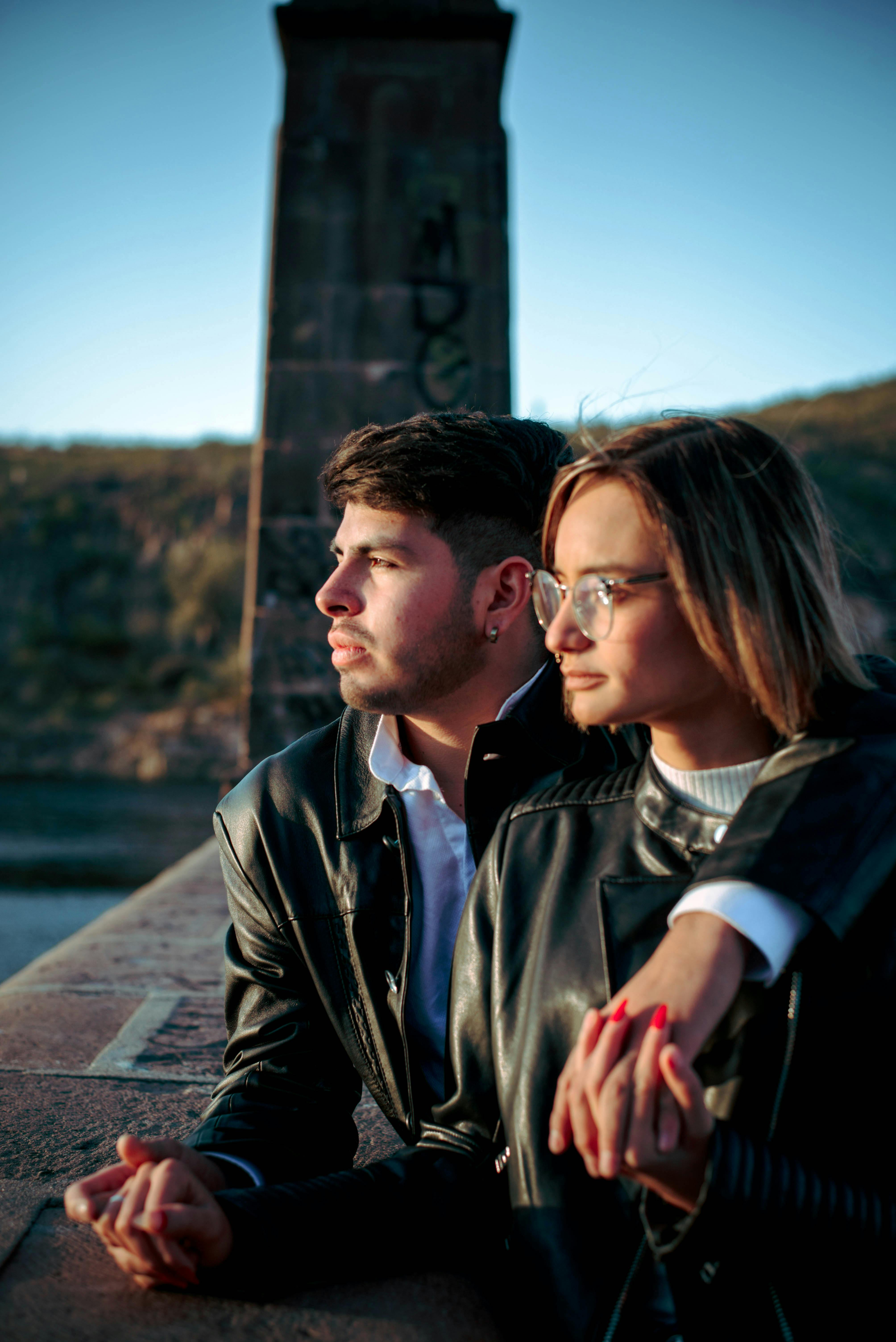 Man and Woman in Leather Jackets · Free Stock Photo