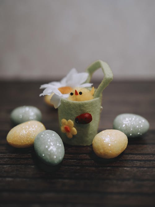 Easter Decorations on a Wooden Table