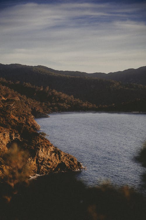 Foto profissional grátis de colinas, floresta, lago
